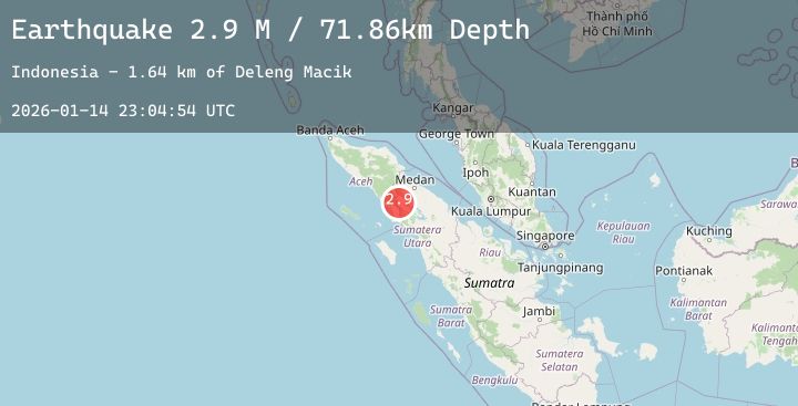 Map of Northern Sumatra, Indonesia