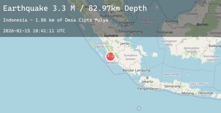 Map of Southern Sumatra, Indonesia