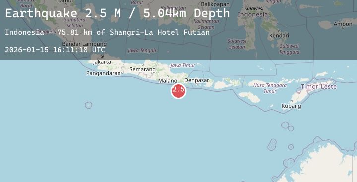 Map of South of Java, Indonesia