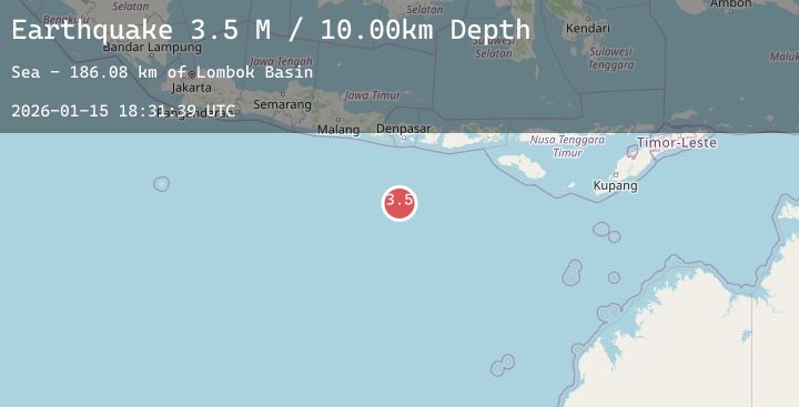 Map of South of Bali, Indonesia