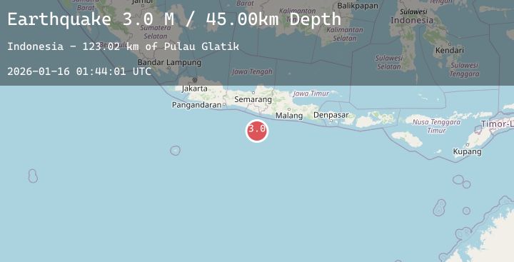 Map of South of Java, Indonesia