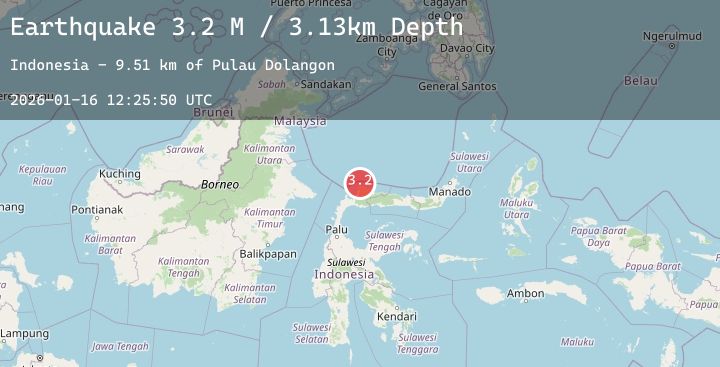 Map of Minahassa Peninsula, Sulawesi