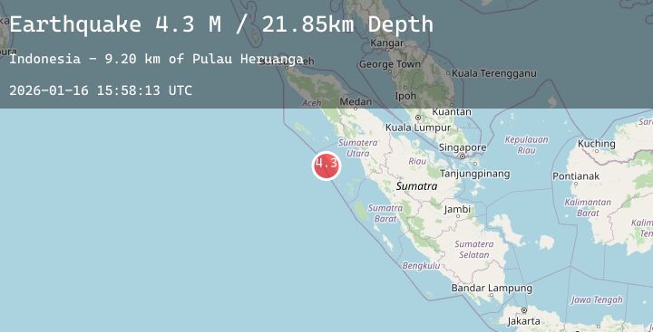 Map of Northern Sumatra, Indonesia