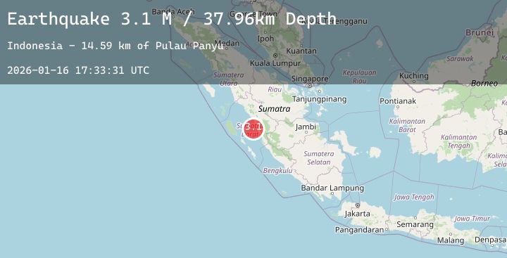 Map of Southern Sumatra, Indonesia