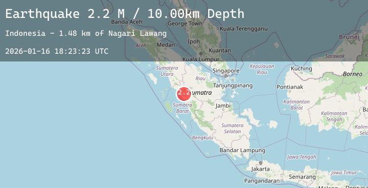Map of Southern Sumatra, Indonesia