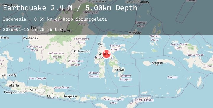 Map of Sulawesi, Indonesia