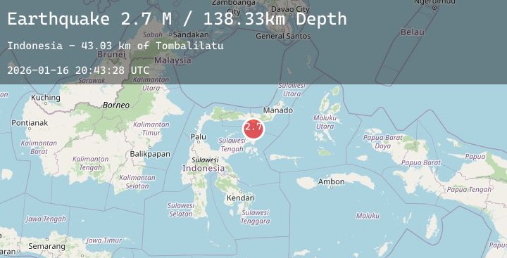 Map of Minahassa Peninsula, Sulawesi