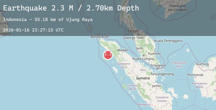 Map of Northern Sumatra, Indonesia