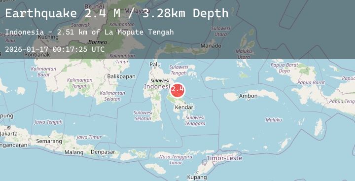 Map of Sulawesi, Indonesia