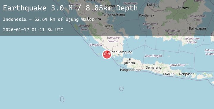 Map of Southern Sumatra, Indonesia