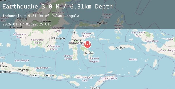 Map of Sulawesi, Indonesia