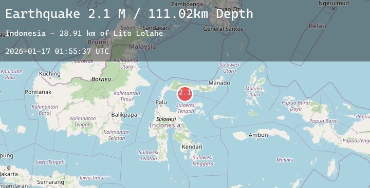 Map of Minahassa Peninsula, Sulawesi
