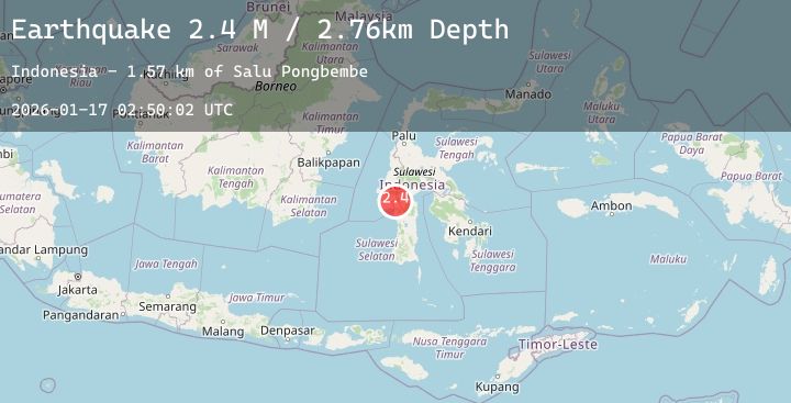 Map of Sulawesi, Indonesia