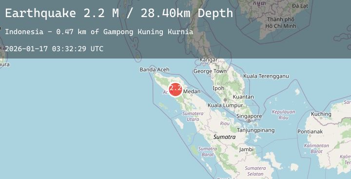 Map of Northern Sumatra, Indonesia