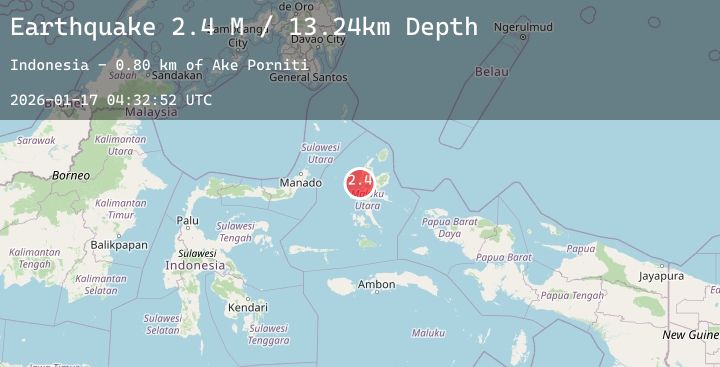 Map of Halmahera, Indonesia