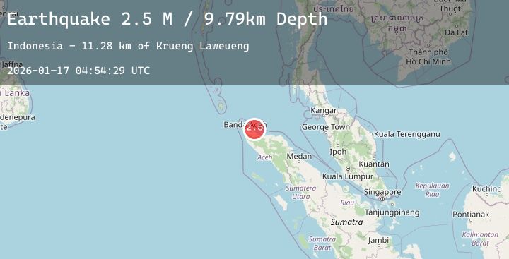 Map of Northern Sumatra, Indonesia