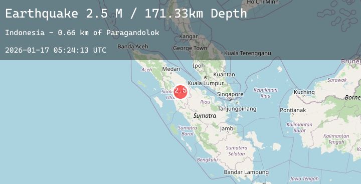 Map of Northern Sumatra, Indonesia