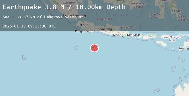 Map of South of Java, Indonesia