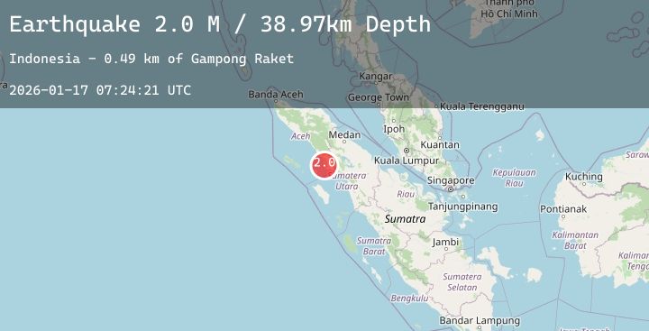 Map of Northern Sumatra, Indonesia