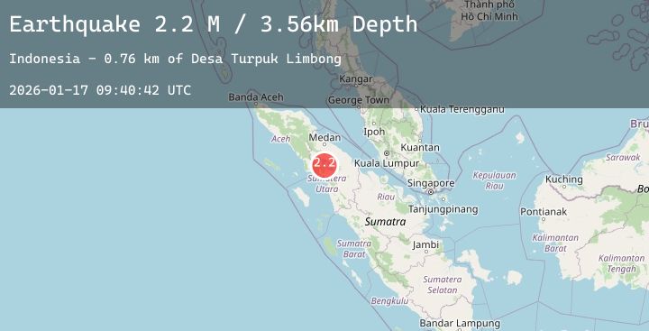 Map of Northern Sumatra, Indonesia