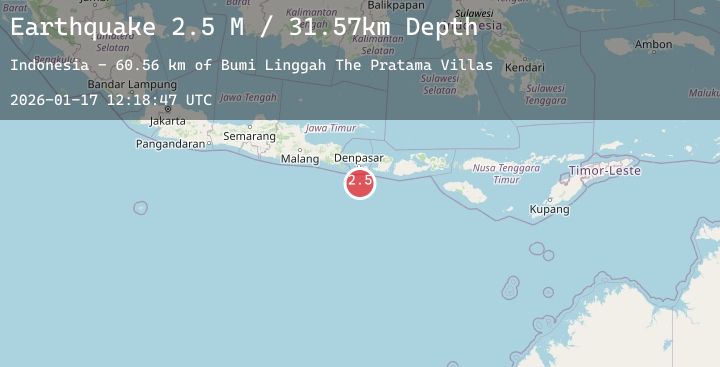 Map of South of Bali, Indonesia