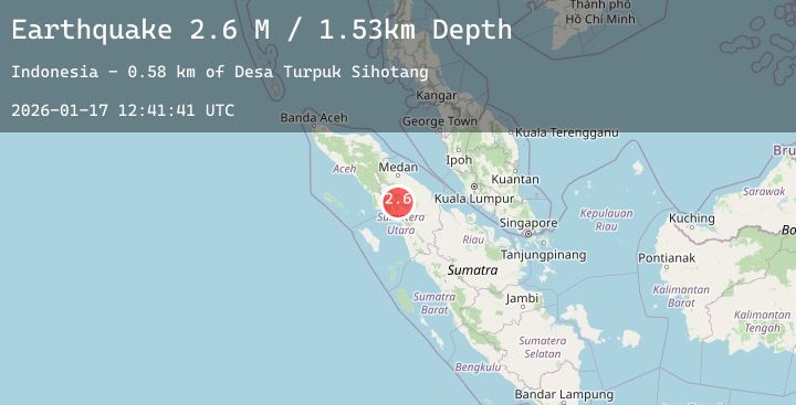 Map of Northern Sumatra, Indonesia