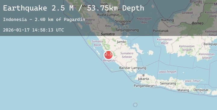 Map of Southern Sumatra, Indonesia