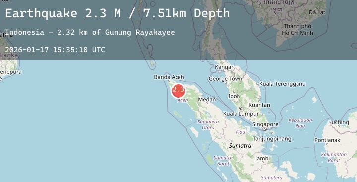Map of Northern Sumatra, Indonesia