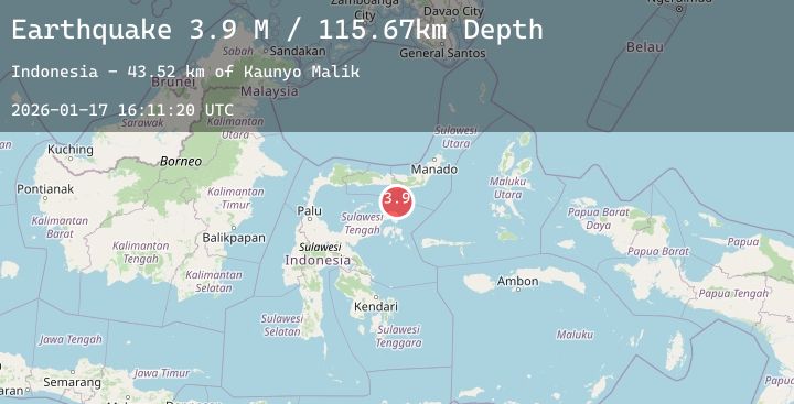 Map of Minahassa Peninsula, Sulawesi