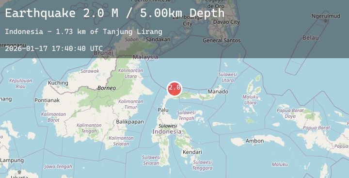 Map of Minahassa Peninsula, Sulawesi