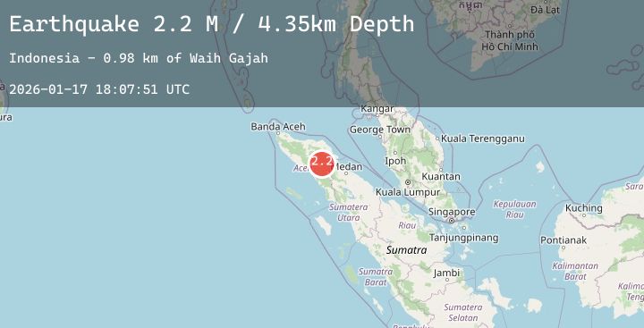 Map of Northern Sumatra, Indonesia