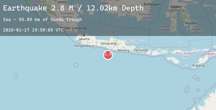 Map of South of Java, Indonesia