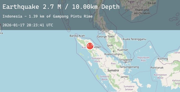 Map of Northern Sumatra, Indonesia