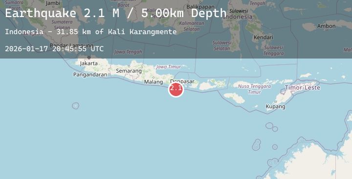 Map of South of Bali, Indonesia