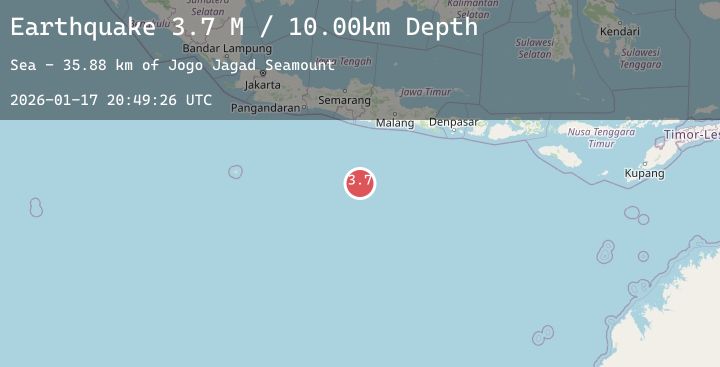 Map of South of Java, Indonesia