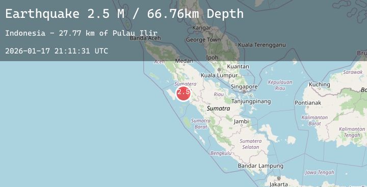 Map of Northern Sumatra, Indonesia