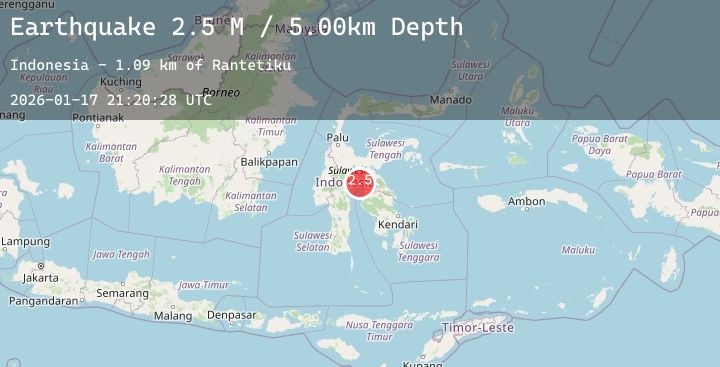 Map of Sulawesi, Indonesia