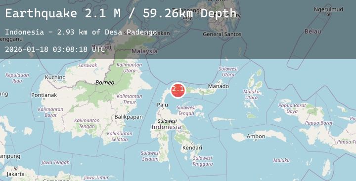 Map of Minahassa Peninsula, Sulawesi