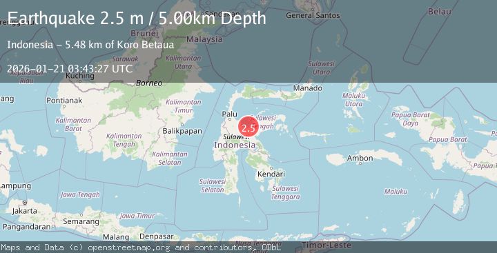 Map of Sulawesi, Indonesia