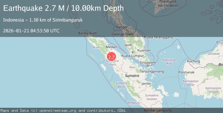 Map of Northern Sumatra, Indonesia