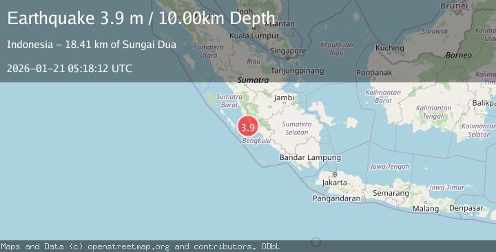 Map of Southern Sumatra, Indonesia