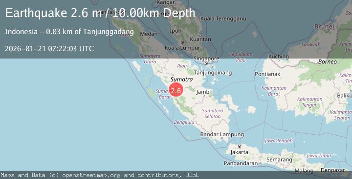 Map of Southern Sumatra, Indonesia