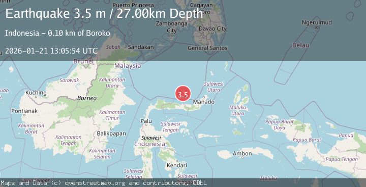 Map of Minahassa Peninsula, Sulawesi