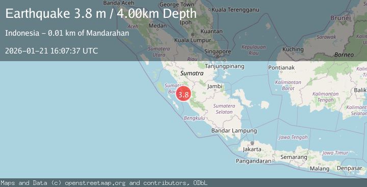 Map of Southern Sumatra, Indonesia