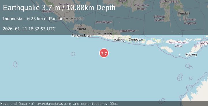 Map of South of Java, Indonesia