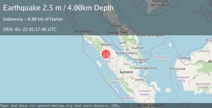 Map of Northern Sumatra, Indonesia