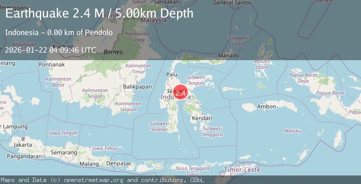 Map of Sulawesi, Indonesia