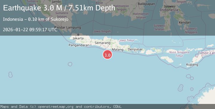 Map of South of Java, Indonesia