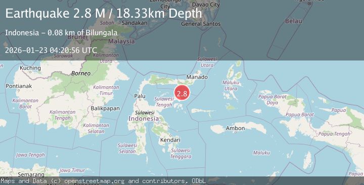 Map of Minahassa Peninsula, Sulawesi