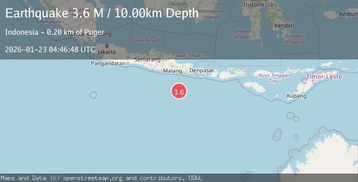 Map of South of Java, Indonesia